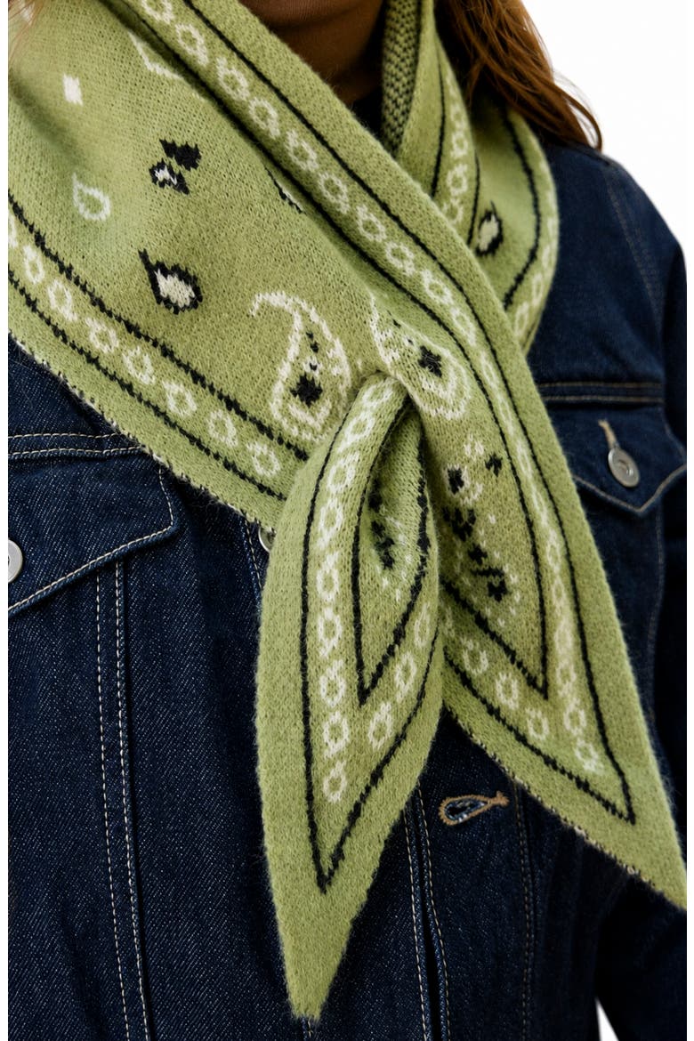 Paisley Knit Bandana, Alternate, color, OLIVE