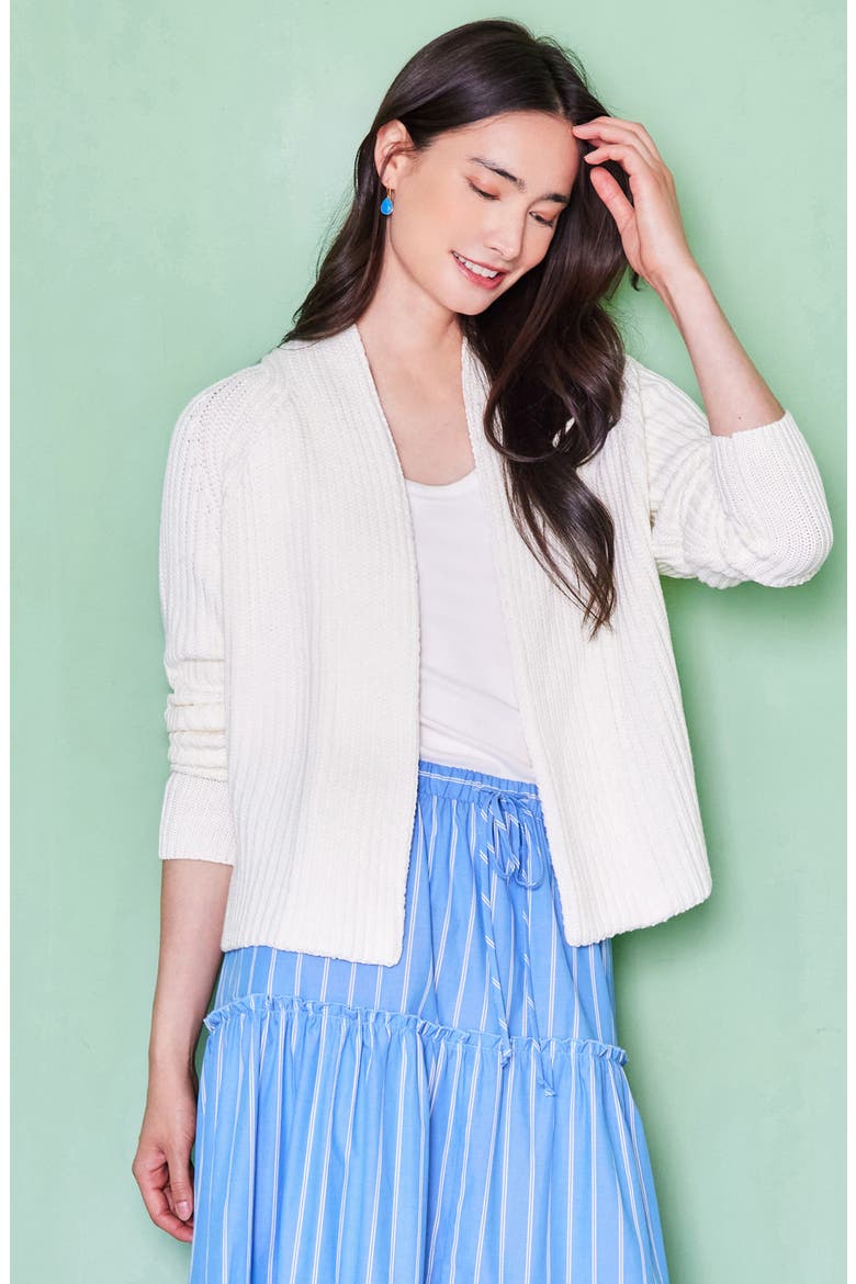 Rib Crop Cardigan, Alternate, color, OFF WHITE