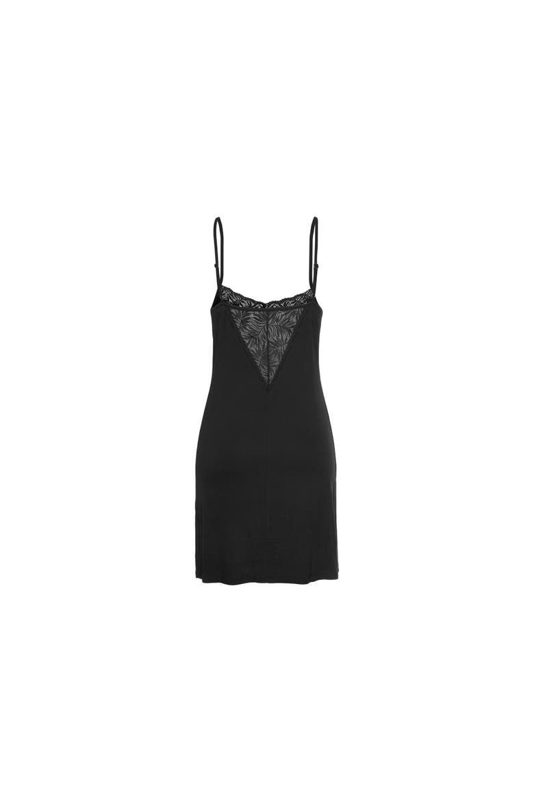 Lace Detail Nightgown, Alternate, color, Black