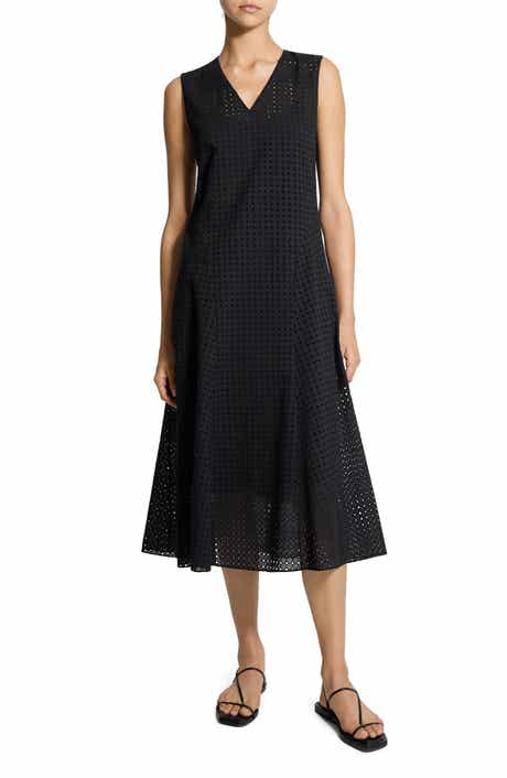Eyelet Fit & Flare Midi Dress