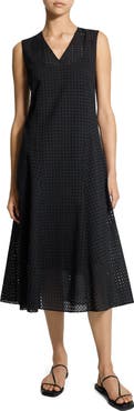 Theory Eyelet Fit & Flare Midi Dress