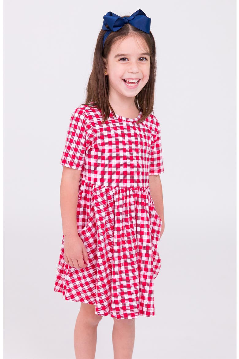 Gingham Cotton Dress, Alternate, color, RED GINGHAM