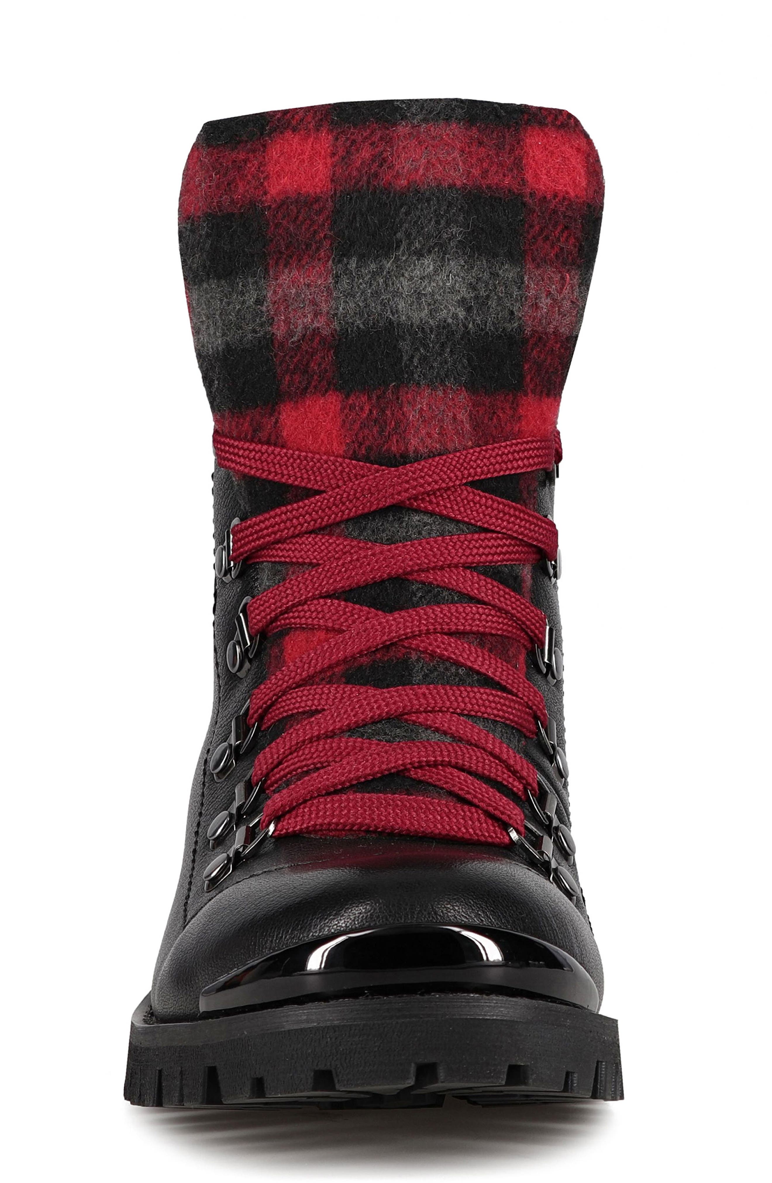 Niko Water Resistant Winter Boot, Alternate, color, BLACK / PLAID FABRIC