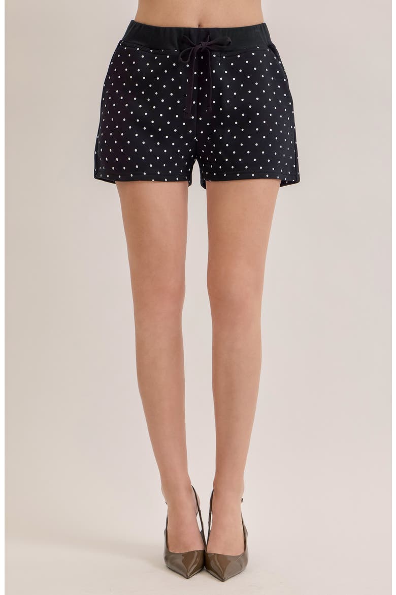 Monroe Dotted Jersey Shorts, Main, color, BLACK WHITE DOTS