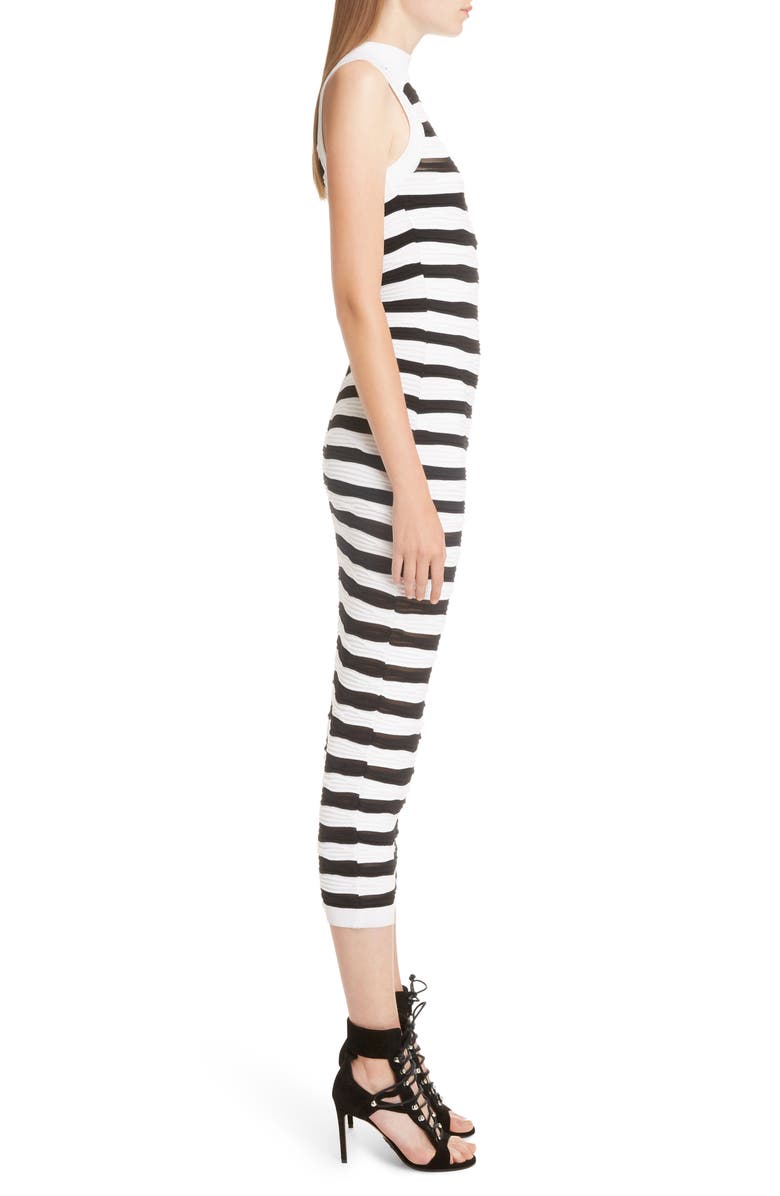 Balmain Stripe Knit Midi Dress, Alternate, color, 