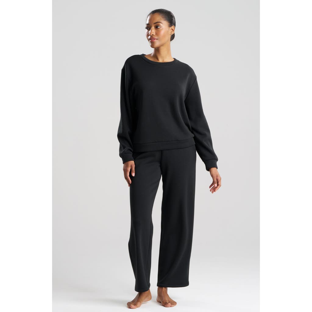 Natori Edit Nova Brushed Knit Everywhere Crew Neck Top In Black