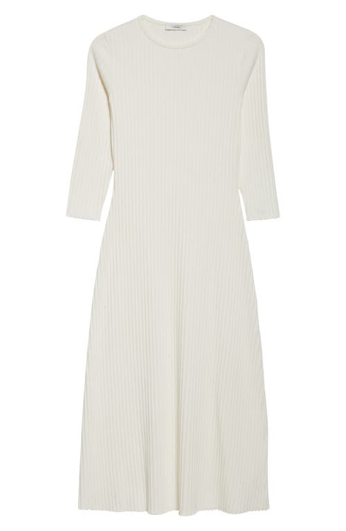 Vince Rib-knit Long-sleeve Midi Dress In White