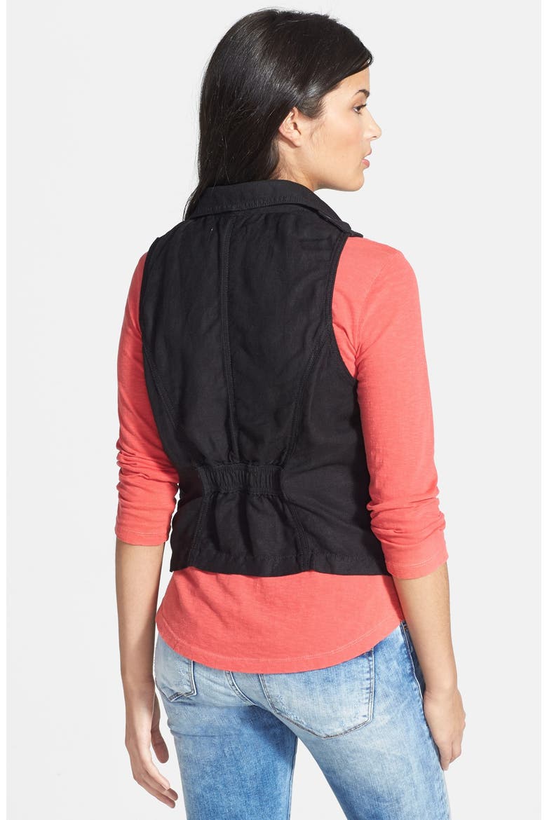 Linen Blend Moto Vest, Alternate, color, LUCKY BLACK