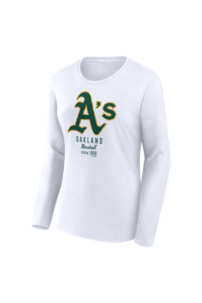 Women's Fanatics Branded  White Oakland Athletics Lightweight Fitted Long Sleeve T-Shirt, Alternate, color, White