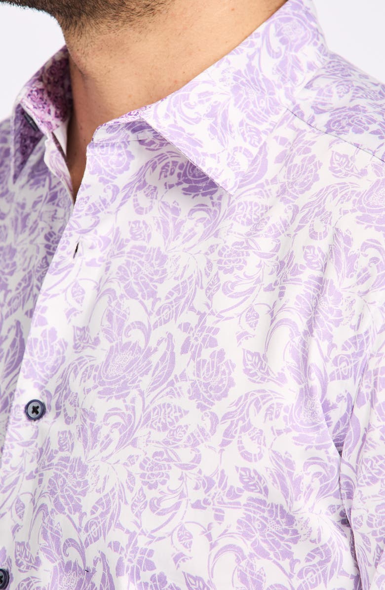 Robert Graham Caledon Cotton Button-Up Shirt, Alternate, color, Purple