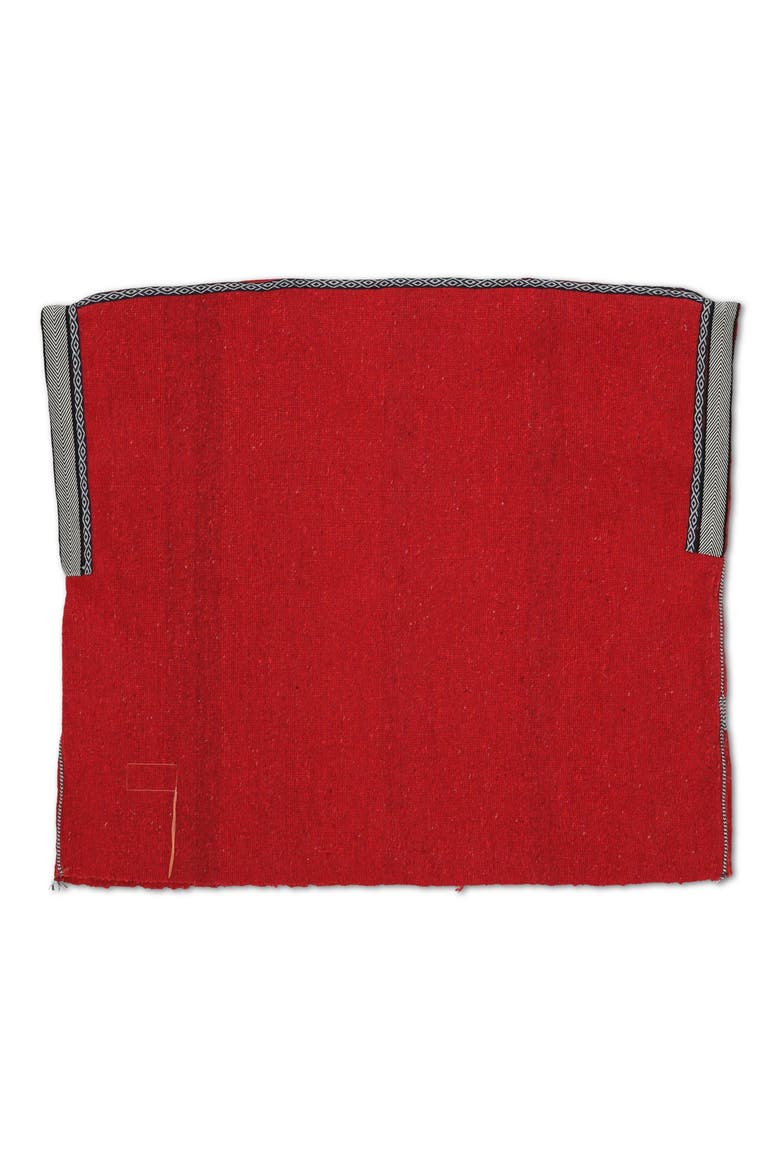 White Cotton Poncho, Alternate, color, Red