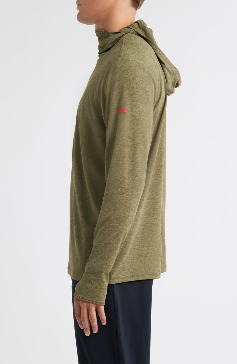 Florence Airtex Long Sleeve Hooded Performance Top, Alternate, color, Heather Burnt Olive