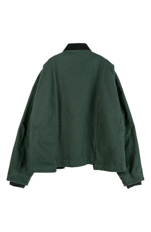 Sacai Carhartt Wip Washed Duck Canvas Work Jacket In Green