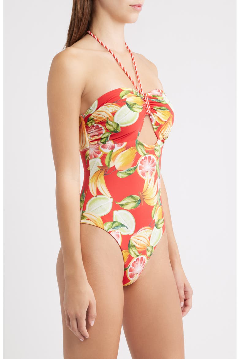 Fruit Print One-Piece Swimsuit, Alternate, color, RED