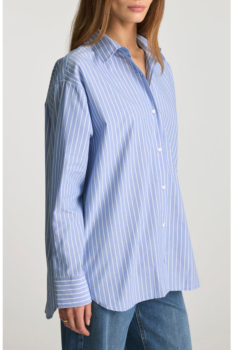 Stripe Relaxed Fit Cotton Button-Up Shirt, Alternate, color, NAVY STRIPE
