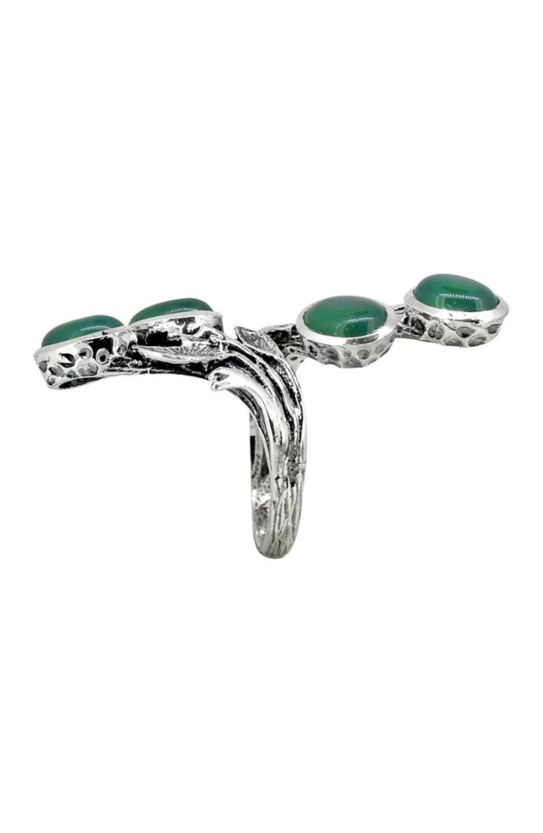 NITYA Green Onyx Statement Leaf Sterling Silver Ring, Alternate, color,
