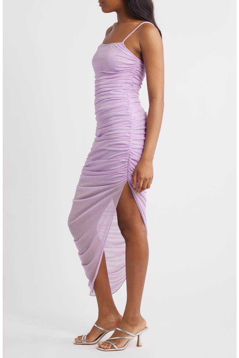 Glitter Matte Ruched Jersey Dress, Alternate, color, LILAC