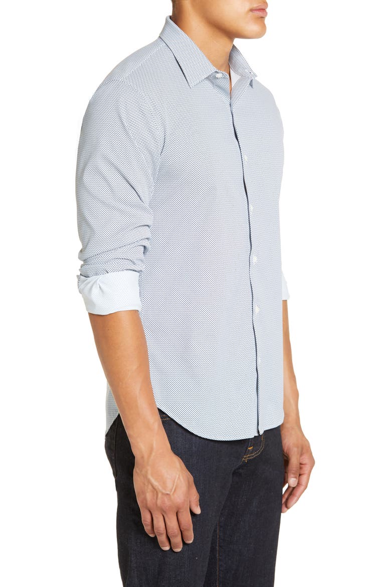 Slim Fit Print Stretch Button-Up Shirt, Alternate, color, PETAL GEO - MEDIEVAL BLUE