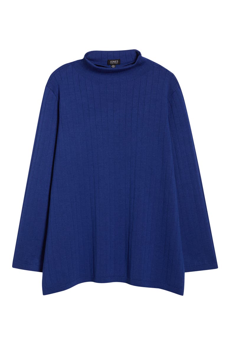 Funnel Neck Wide Rib Sweater, Alternate, color, SAPPHIRE