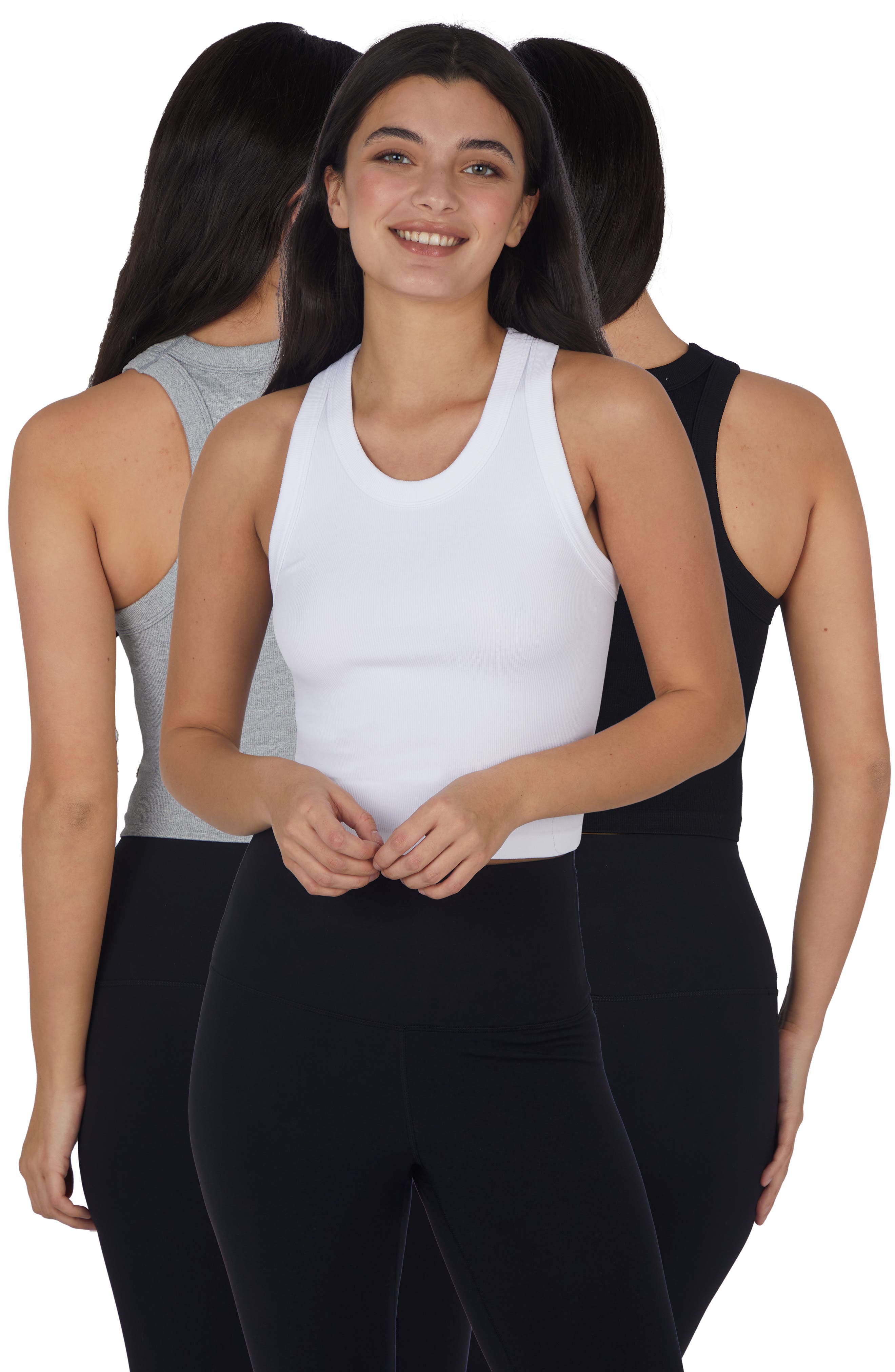 90 DEGREE BY REFLEX 3-Pack Seamless Crop Tanks