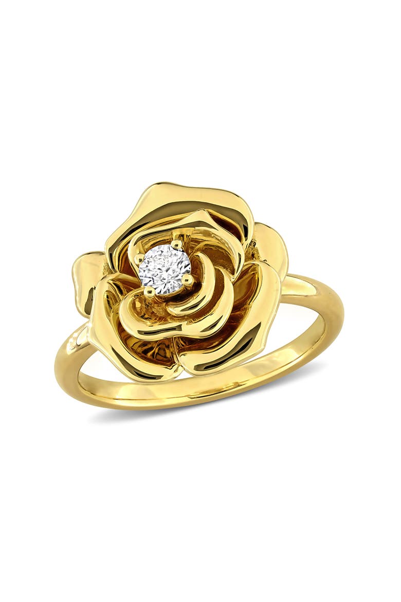 Created White Sapphire Rose Ring, Main, color, GOLD