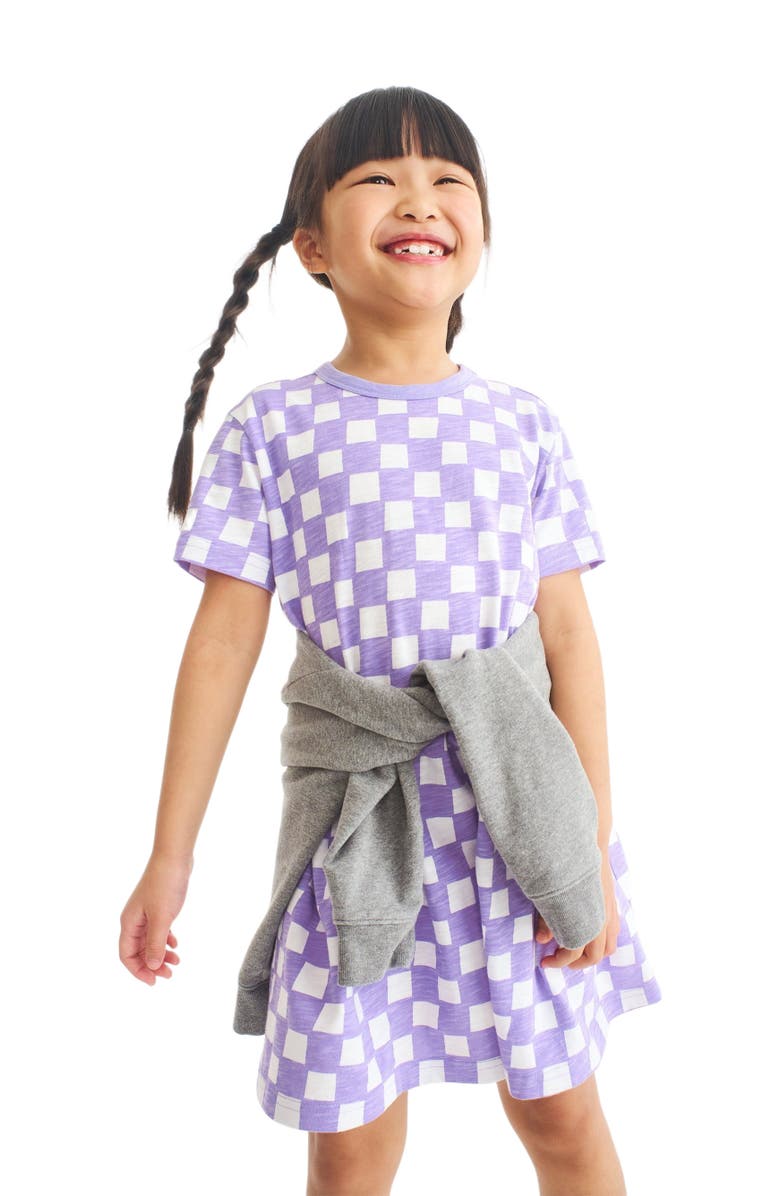 Primary Kids Easy Dress In Checks, Alternate, color, Iris White Checks