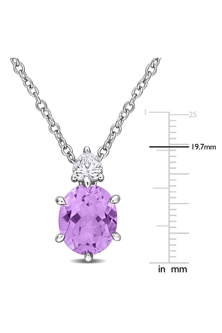 Pink Amethyst & Lab Created White Sapphire Pendant Necklace, Alternate, color, PURPLE