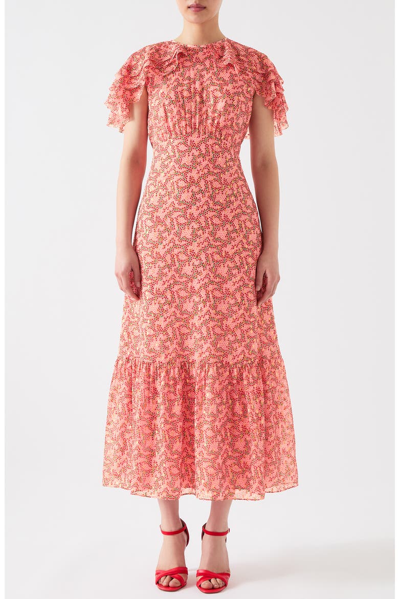Billie Blossom Capelet Silk Blend Dress, Main, color, PINK