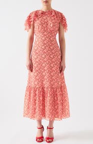 LK Bennett Billie Blossom Capelet Silk Blend Dress