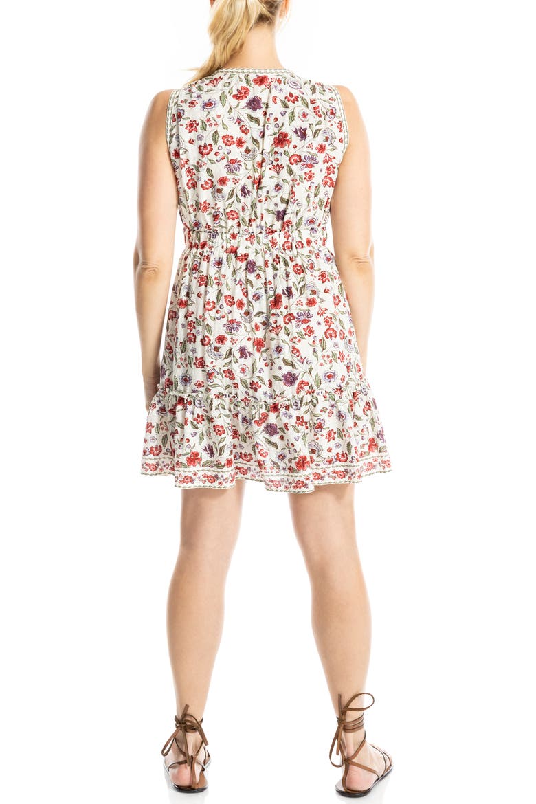 Floral V-Neck Empire Waist Minidress, Alternate, color, CREAM/ RED VELVET VINE
