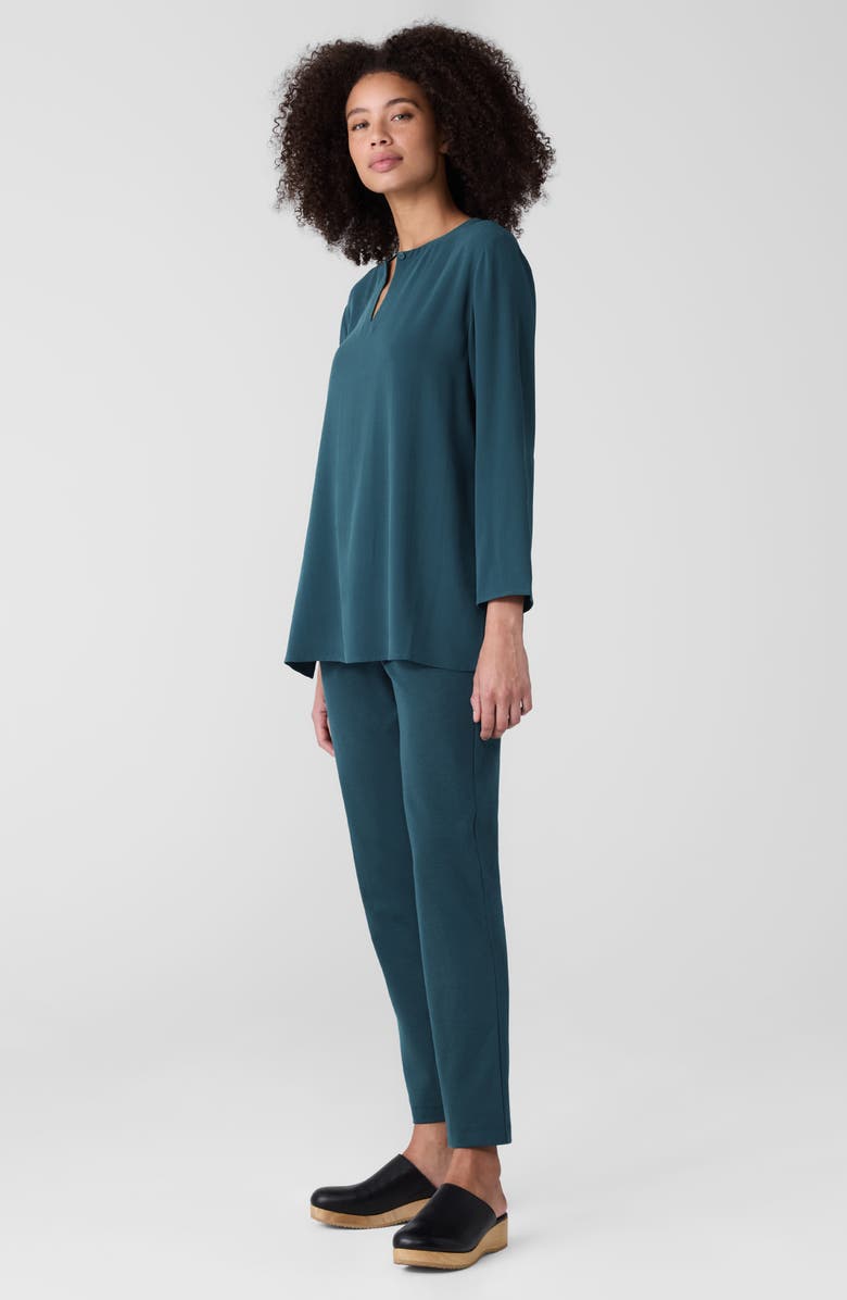 Eileen Fisher Bracelet Sleeve Silk Tunic, Alternate, color, Alpine