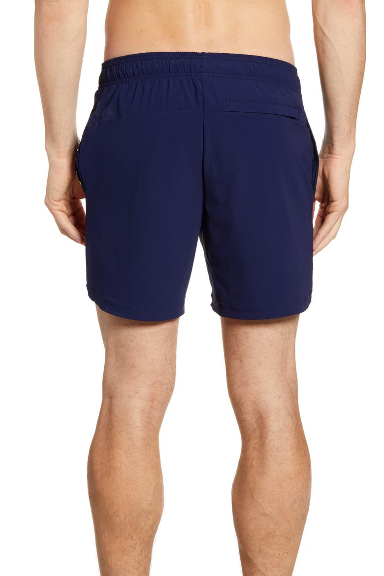 Fletcher Solid Swim Trunks, Alternate, color, NAVY