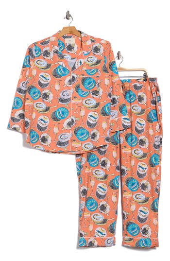 Printfresh Organic Cotton Poplin Pajamas In Pink