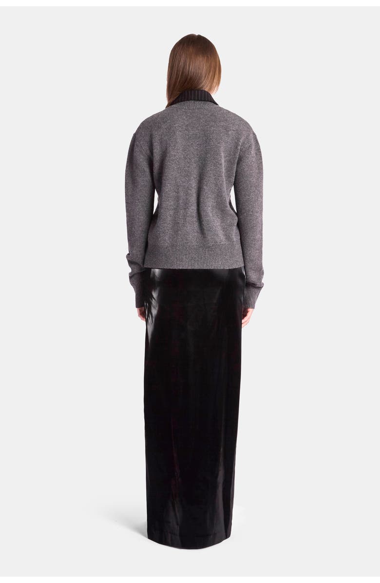 KATE BARTON Draped Merino Cashmere Sweater, Alternate, color, Charcoal