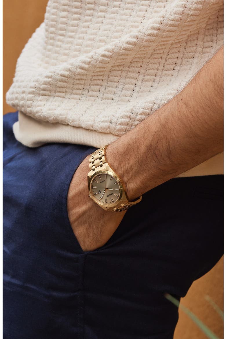 Classic Peyten Eco-Drive Bracelet Watch, 41mm x 9.59mm, Alternate, color, GOLD-TONE