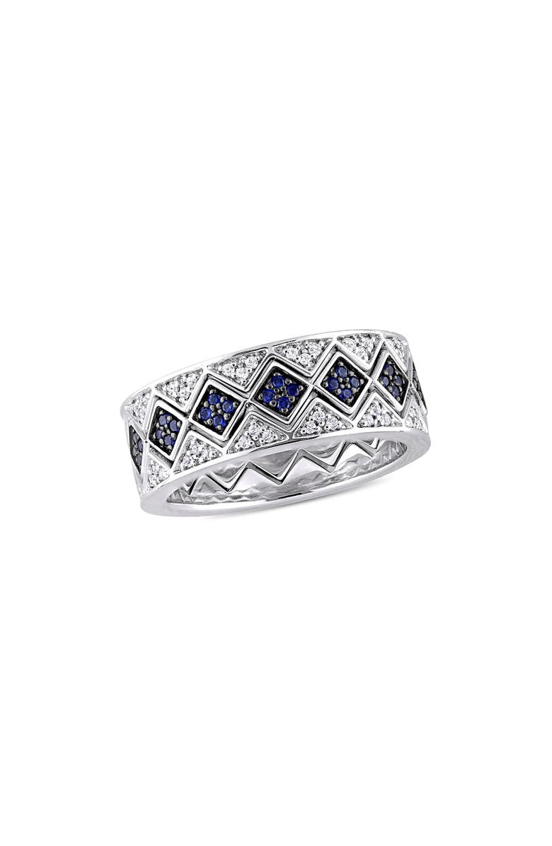 DELMAR Lab-Grown Sapphire Band Ring, Main, color, Blue