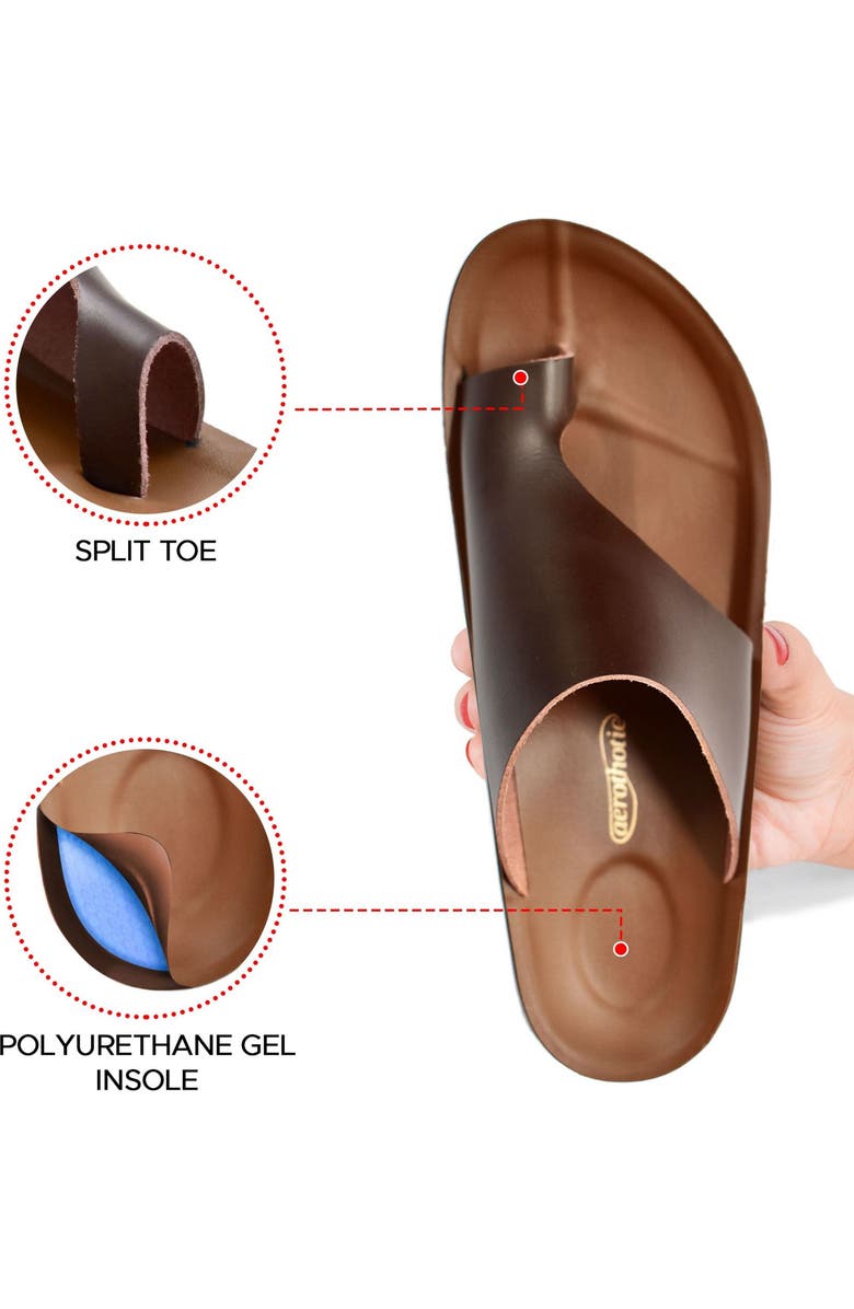 AEROTHOTIC Neritic Toe Loop Side Sandal, Alternate, color, Brown