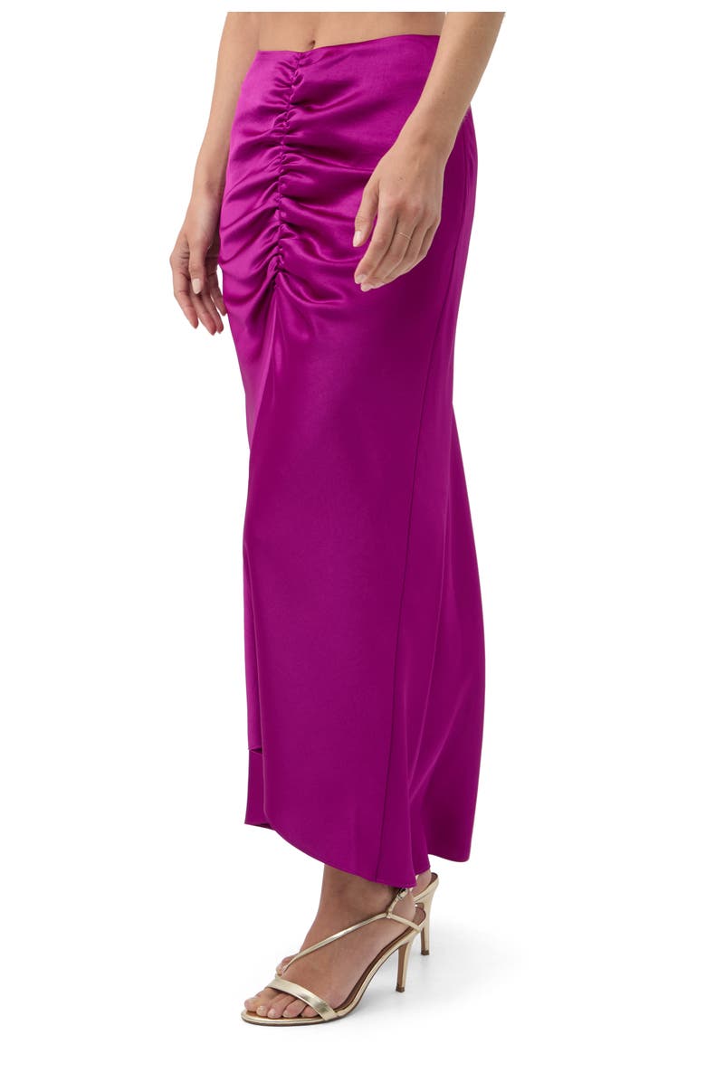 Trina Turk Aspen Satin Ruched Midi Skirt, Alternate, color, Geranium