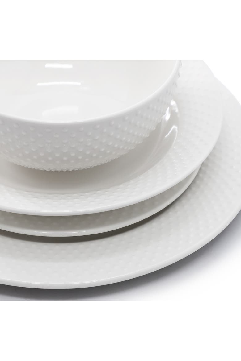 Kim 16 Piece Double Bowl Porcelain Dinnerware Set, Alternate, color, White