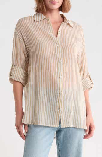 Stripe Cotton Button-Up Shirt