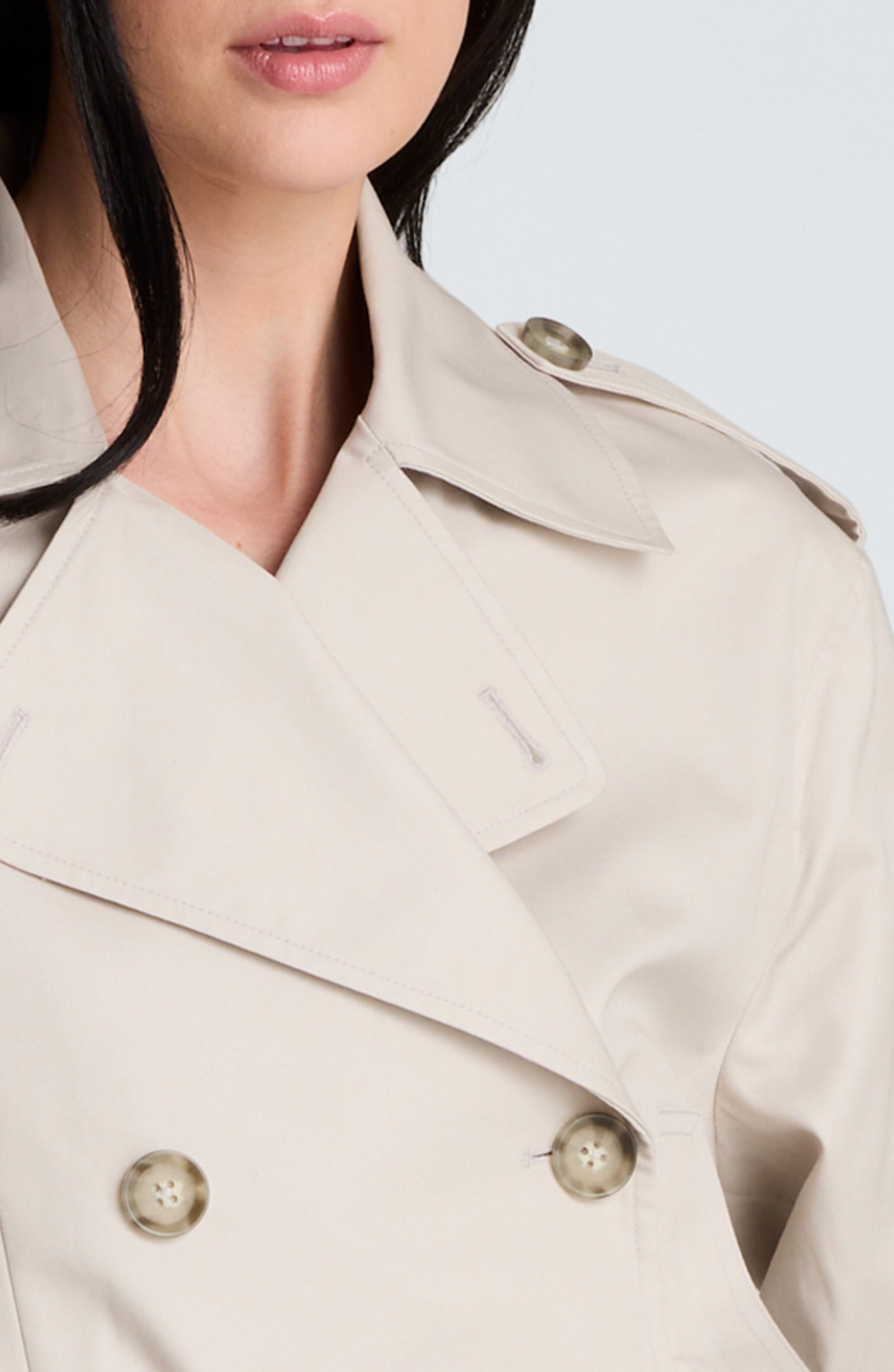 Kenneth Cole Double Breasted Short Trench Coat (Women) | Nordstrom
