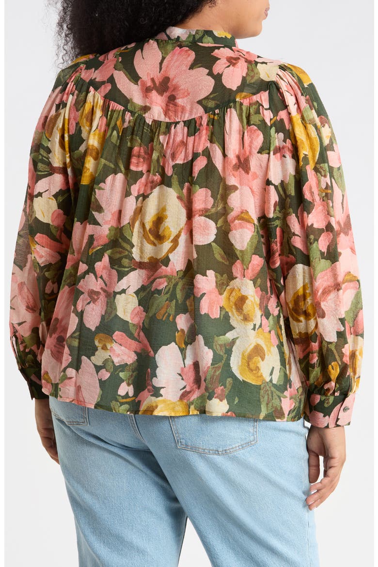 Floral Raglan Sleeve Top, Alternate, color, KOMBU GREEN
