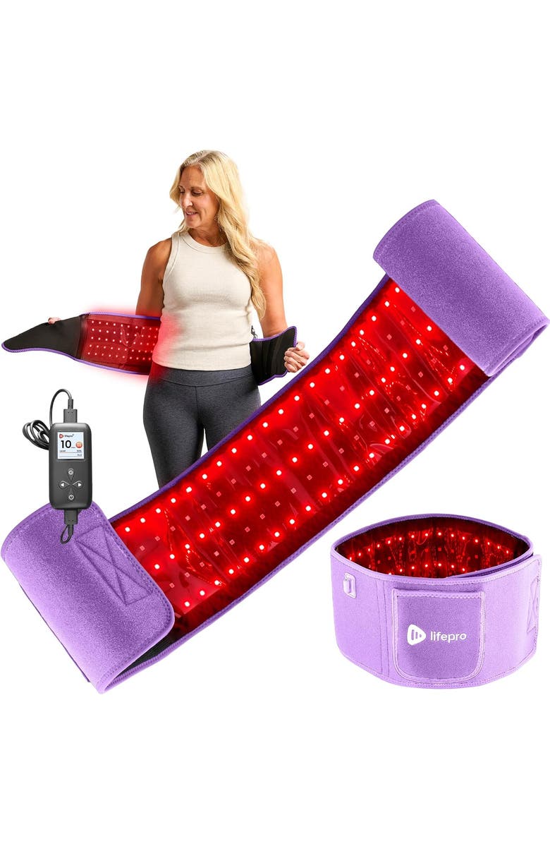 Lifepro Allevared Red Light Therapy Belt  Infrared 660nm and 850nm lights, Main, color, Purple