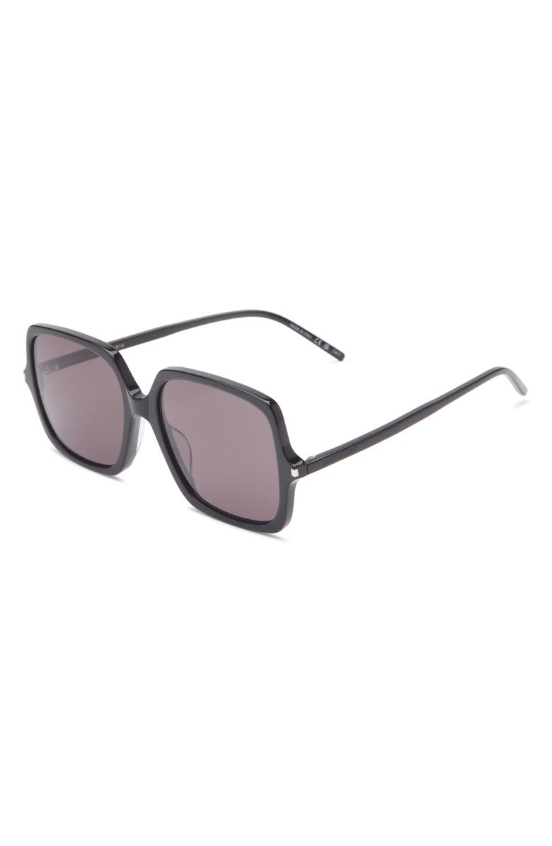 Saint Laurent 57mm Square Sunglasses, Alternate, color, Black Black Black