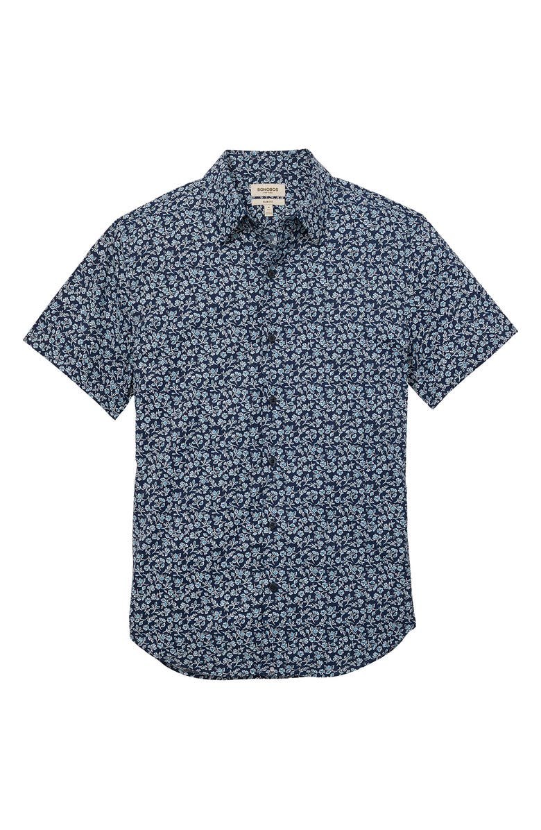 Bonobos Tech Floral Short Sleeve Performance Button-Up Shirt, Alternate, color, Kenria Floral