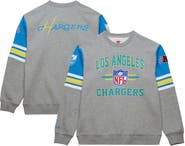 Mitchell & Ness Men's Mitchell & Ness Heather Gray Los Angeles Chargers All Over 4.0 Vintage Logo Pullover Sweatshirt