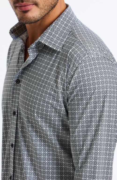 Robert Graham Gresham Classic Fit Geo Print Knit Button-up Shirt In Black