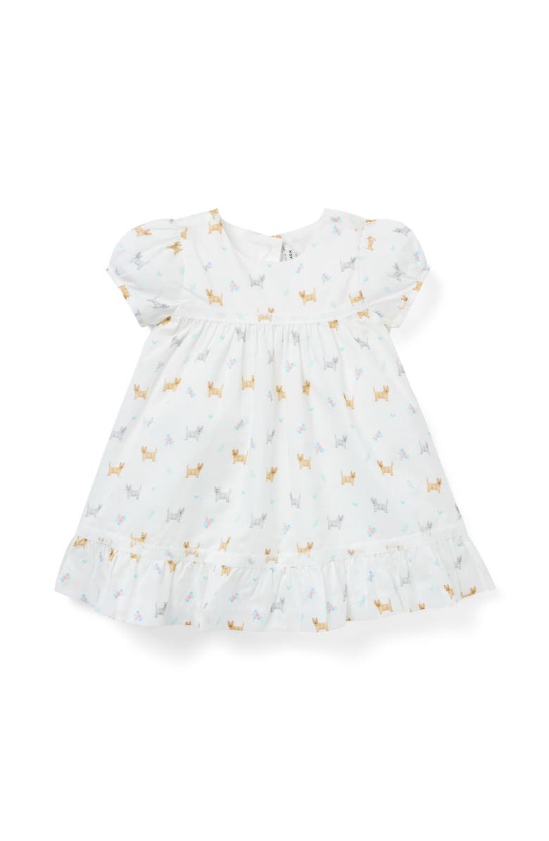Janie and Jack Baby Dog Friends Lace Trim Dress, Main, color, White