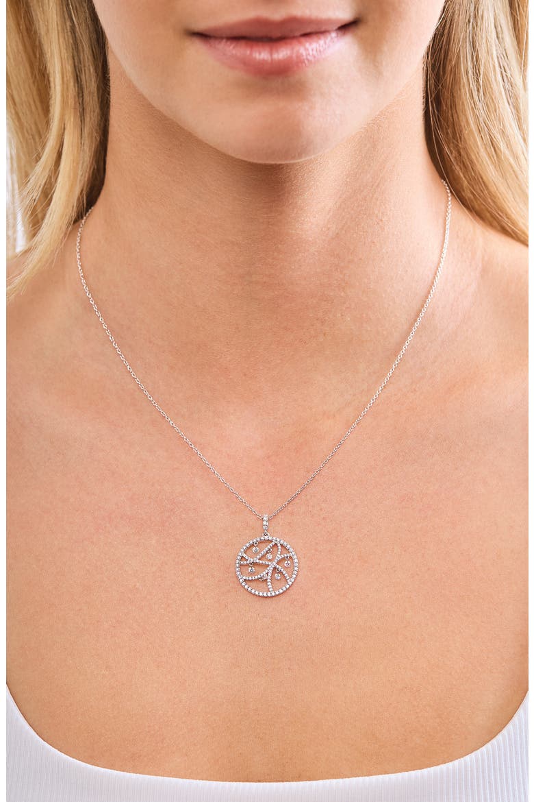 18K Gold Liora Natural Dancing Diamond Medallion Pendant Necklace (Online Trunk Show), Alternate, color, 18K WHITE GOLD