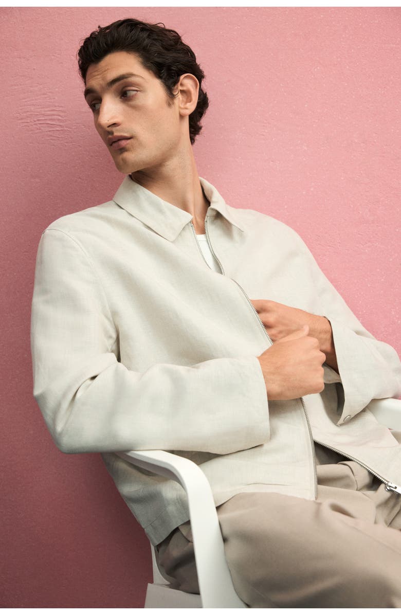 H&M Regular Fit Linen-blend Jacket, Alternate, color, Light Beige